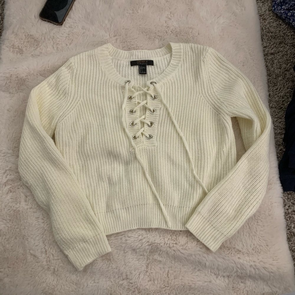 Lace up sweater
